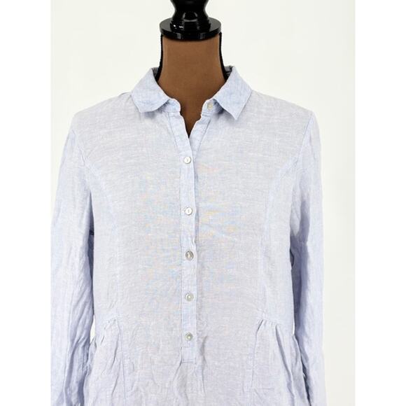 H by Halston Blue Linen High-Low Oversized Shirt Dress – Size Medium - Picture 6 of 8